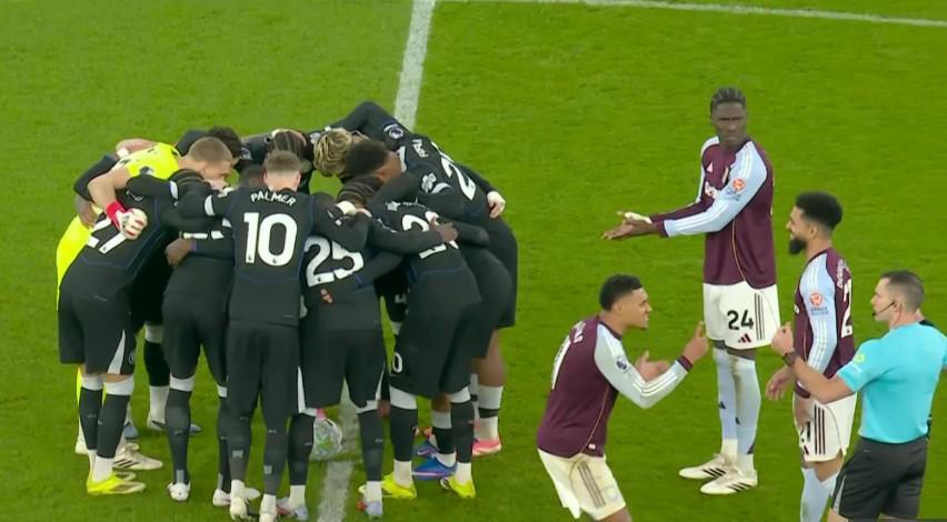 yl7703永利-还踢不踢，维拉球员不满切尔西球员在中圈进行集合喊话